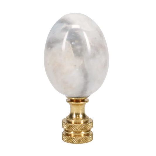 2-3/8" Tall Brass Knurled Finial, Marble Egg, 1/4-27F Tap (15226)