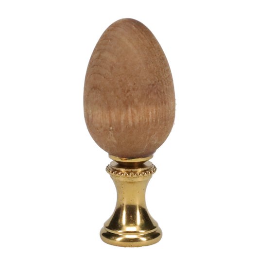 2-1/8" Tall Brass Finial, 7/8" Diam. Wooden Egg, 1/4-27F Tap (15228)