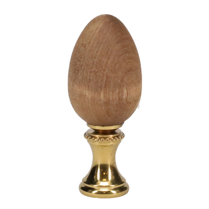 2-1/8" Tall Brass Finial, 7/8" Diam. Wooden Egg, 1/4-27F Tap (15228)