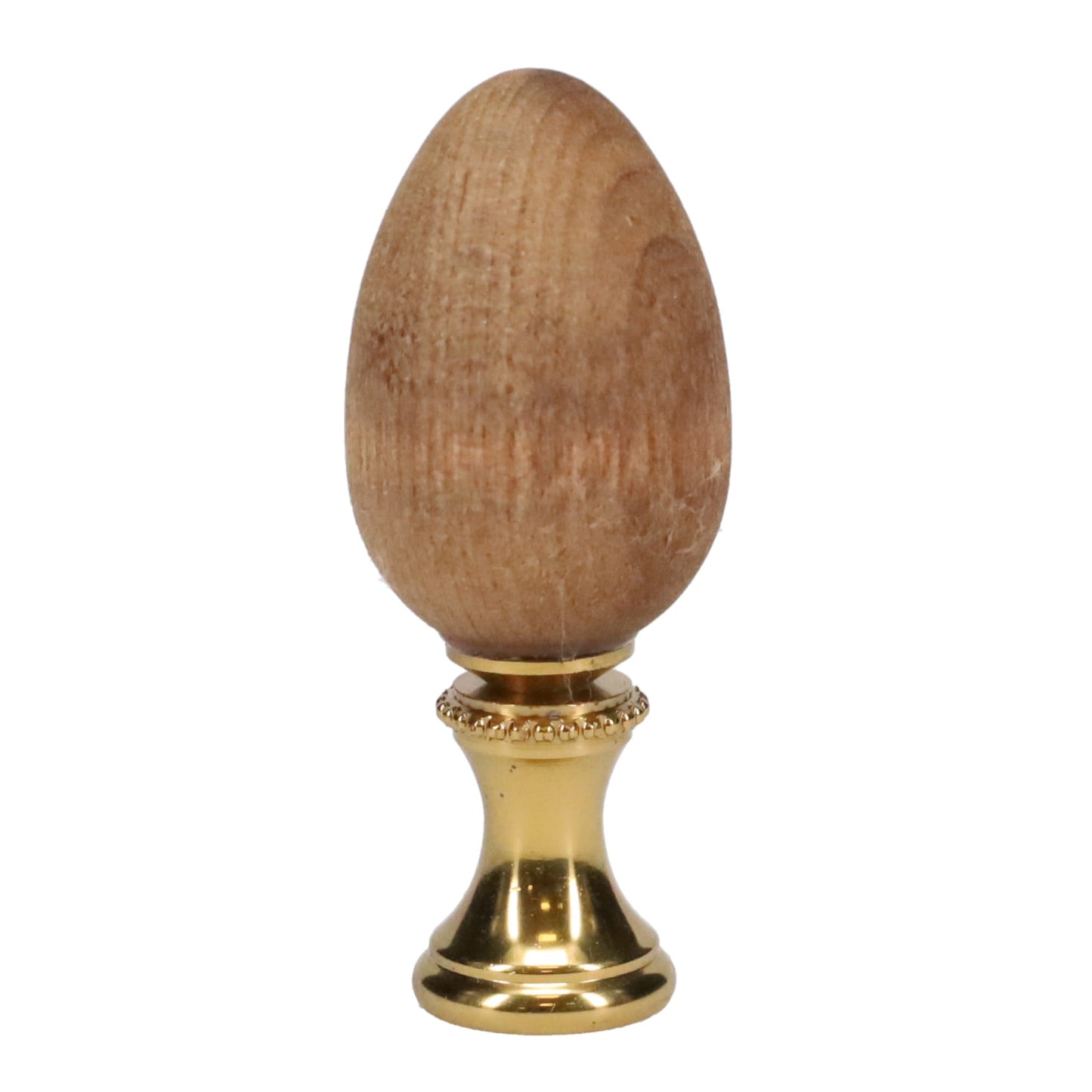 2-1/8" Tall Brass Finial, 7/8" Diam. Wooden Egg, 1/4-27F Tap (15228)