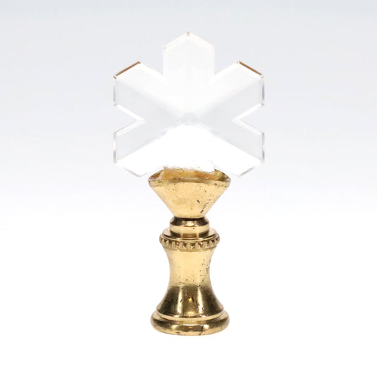 2-5/16" Tall Brass Finial, Clear Snowflake, 1/4-27F Tap (15231)