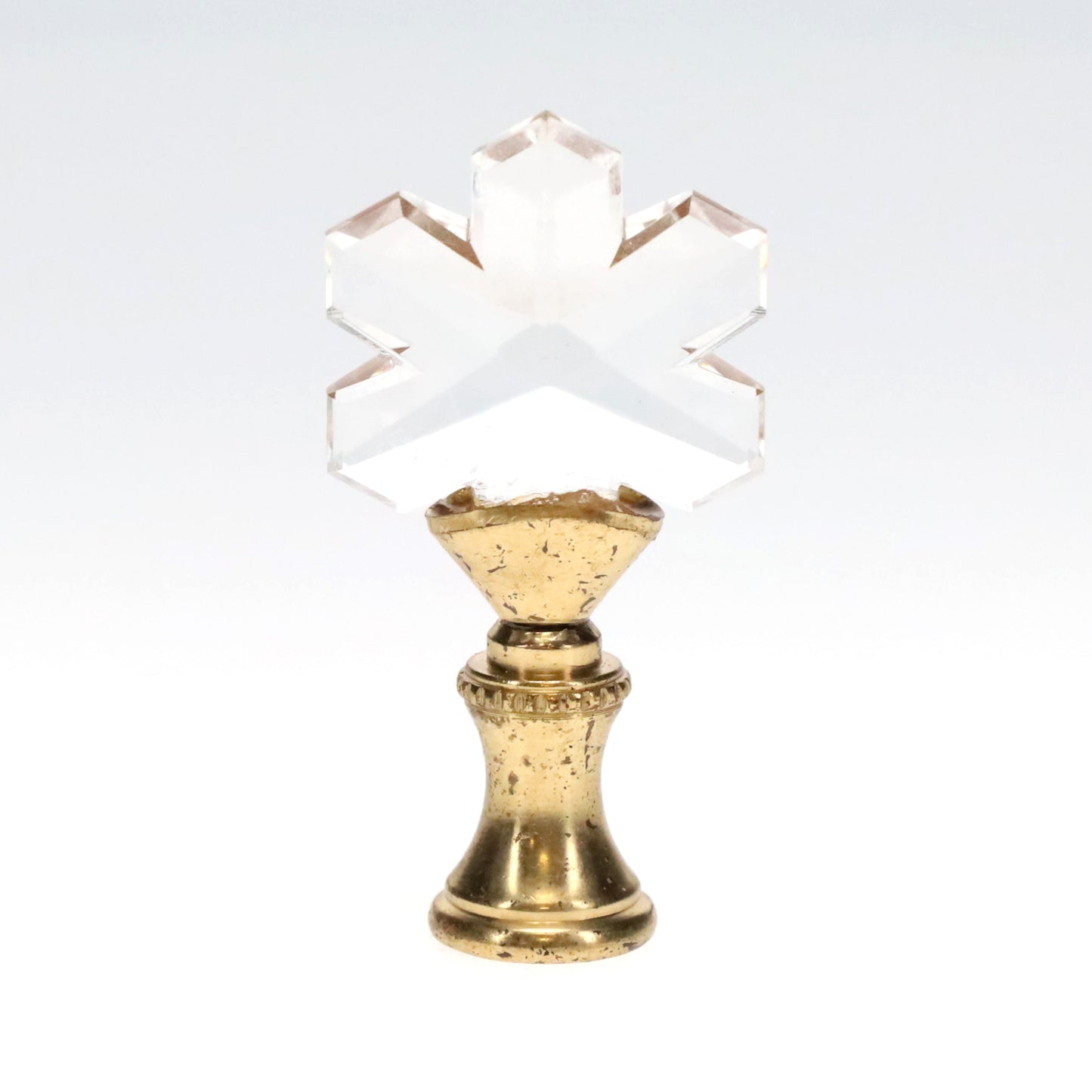 2-5/16" Tall Brass Finial, Clear Snowflake, 1/4-27F Tap (15231)