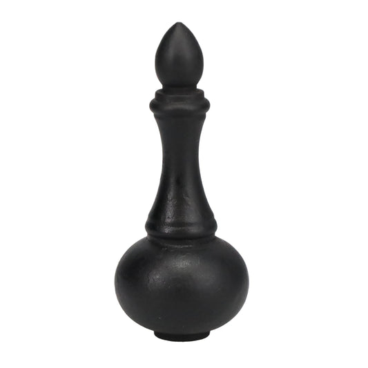 3" Tall Brass Finial, 1-1/4" Wide Spindle, Wrought Iron Black 1/4-27F Tap (15232BK)