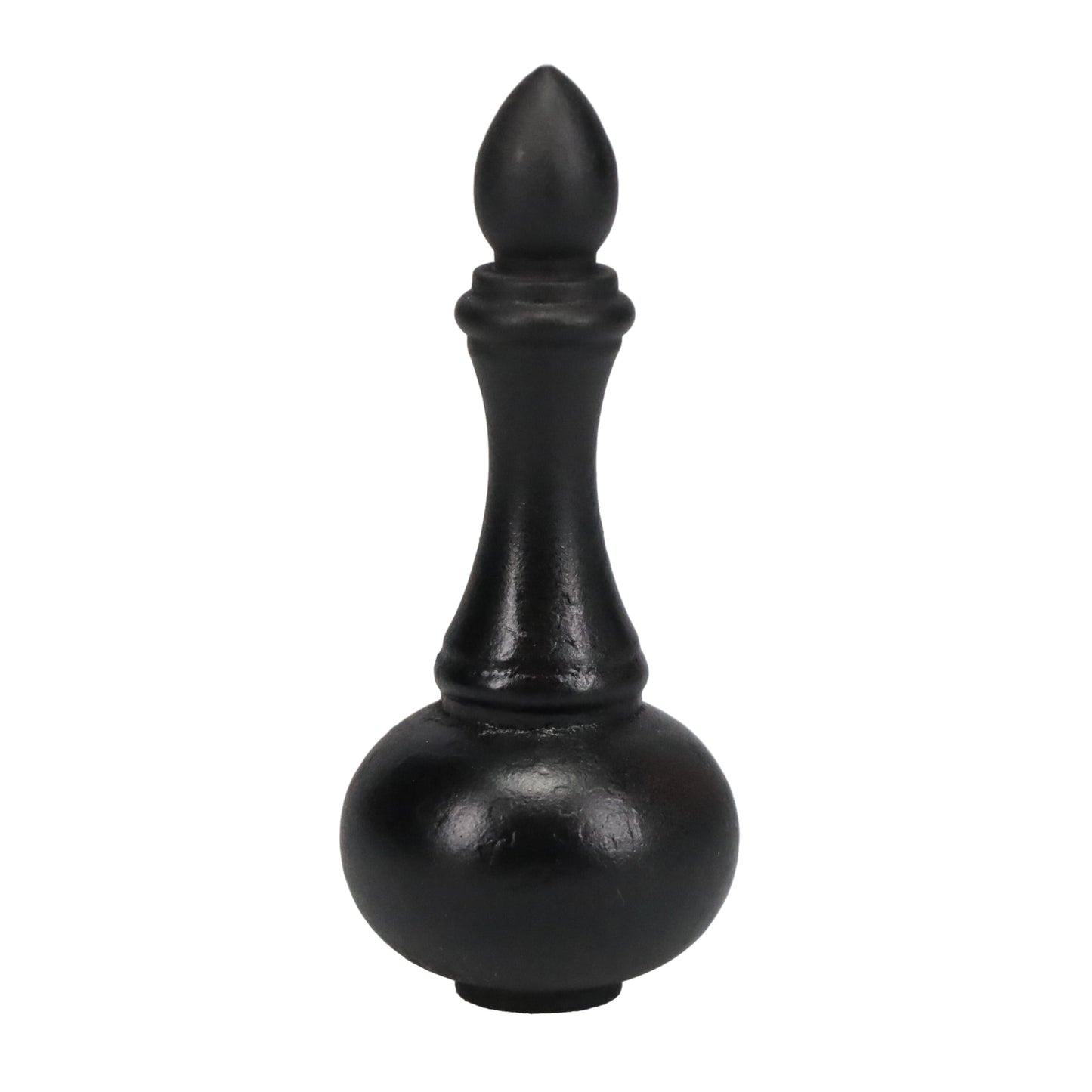 3" Tall Brass Finial, 1-1/4" Wide Spindle, Wrought Iron Black 1/4-27F Tap (15232BK)