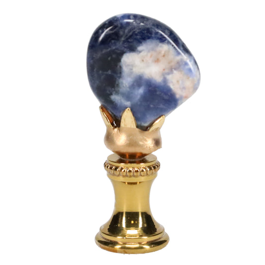 Brass Finial with Blue Sodalite Stone, 1/4-27F Tap (15236)