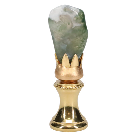 Brass Finial with Green Jade Stone, 1/4-27F Tap (15237)