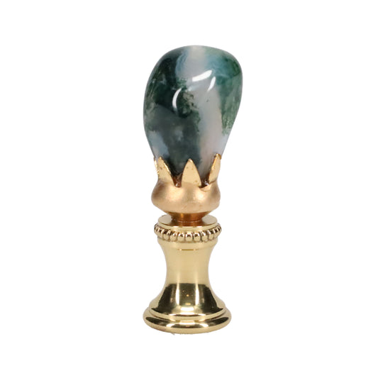 Brass Finial with Dark Green Jade Stone, 1/4-27F Tap (15238)