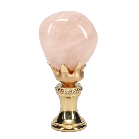 Brass Finial with Milky Quartz Stone, 1/4-27F Tap (15239)