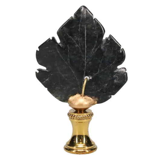 Brass Finial with Black Lapis Lazuli Stone Leaf, 1/4-27F Tap (15240)