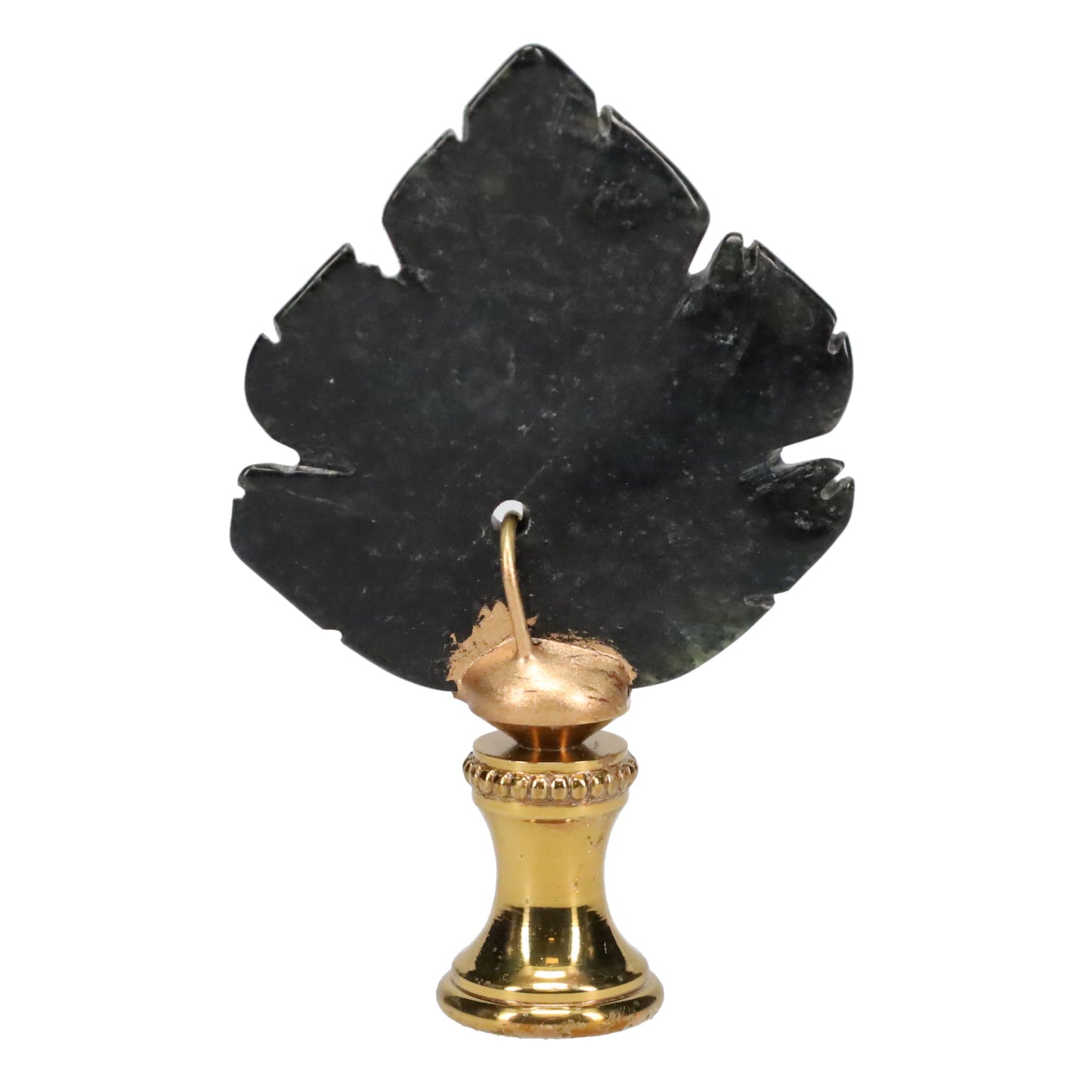 Brass Finial with Black Lapis Lazuli Stone Leaf, 1/4-27F Tap (15240)