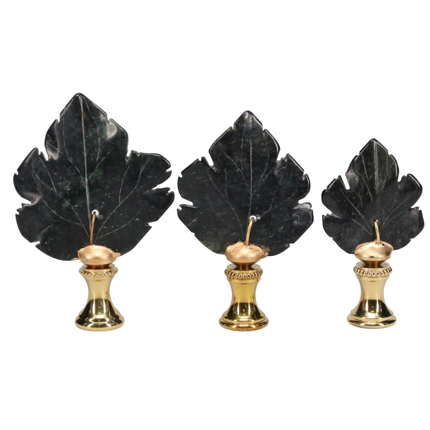 Brass Finial with Black Lapis Lazuli Stone Leaf, 1/4-27F Tap (15240)