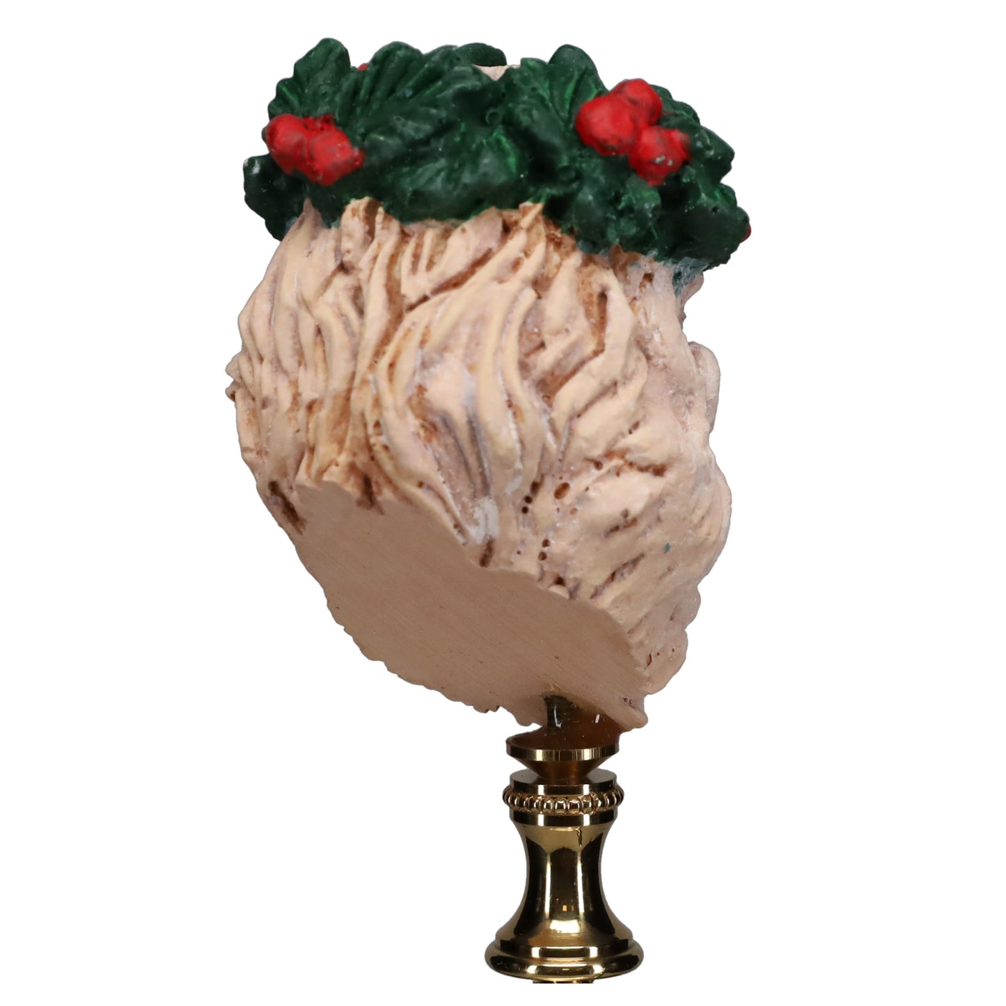 3-1/2" Tall Brass Finial with Ceramic Santa Clause Head, 1/4-27F Tap (15242)