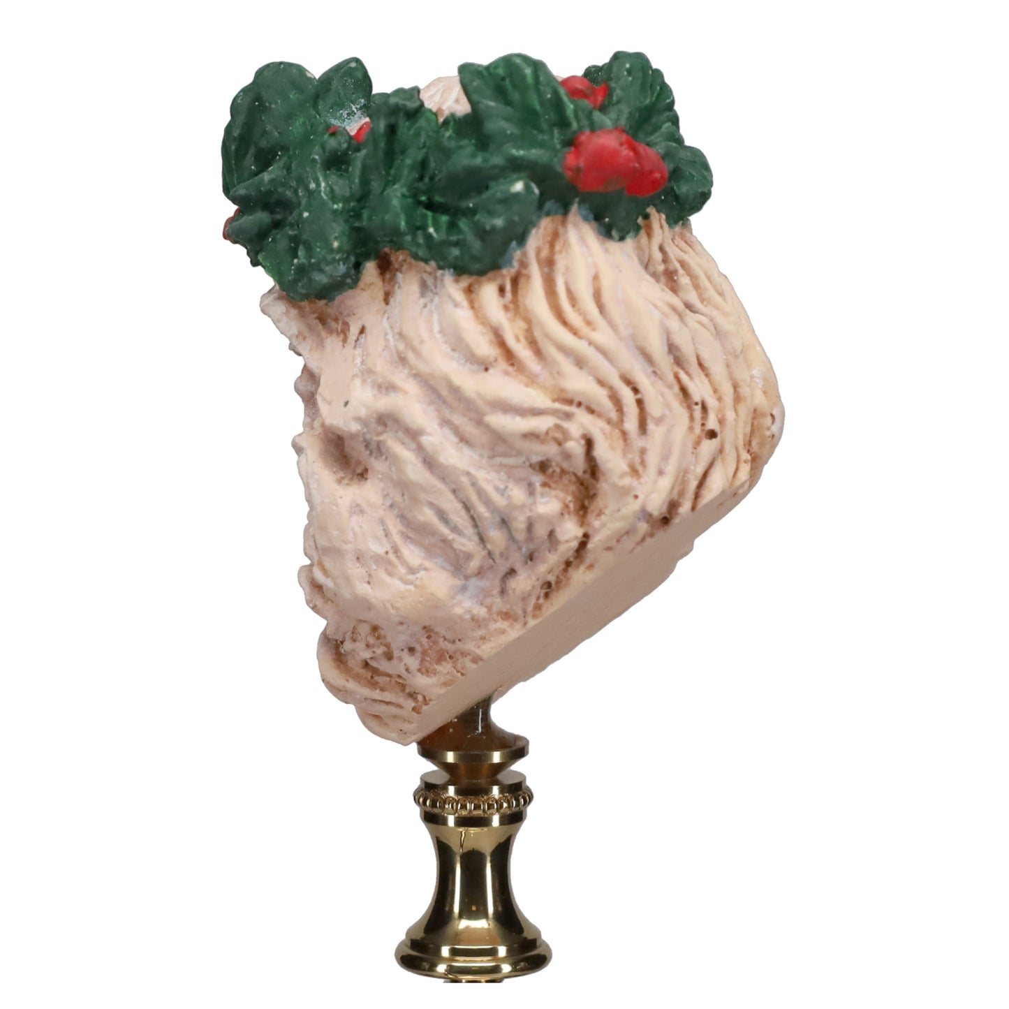 3-1/2" Tall Brass Finial with Ceramic Santa Clause Head, 1/4-27F Tap (15242)