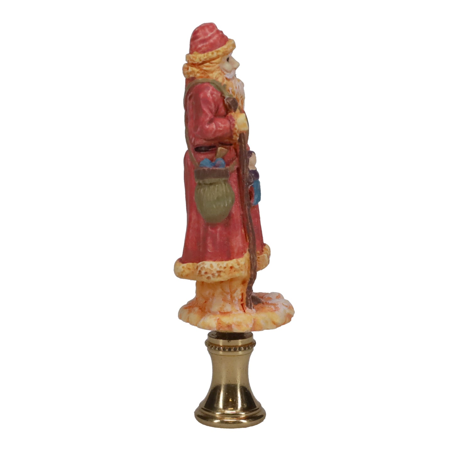 3-3/8" Tall Brass Finial, Ceramic Santa Clause, 1/4-27F Tap (15245)