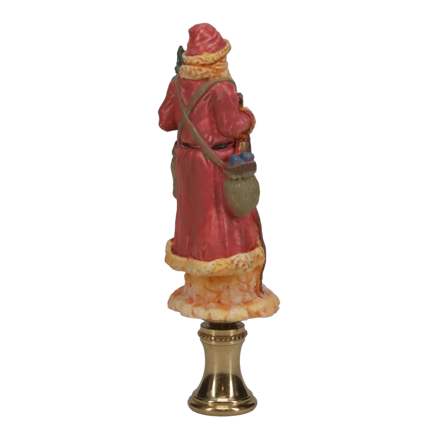 3-3/8" Tall Brass Finial, Ceramic Santa Clause, 1/4-27F Tap (15245)