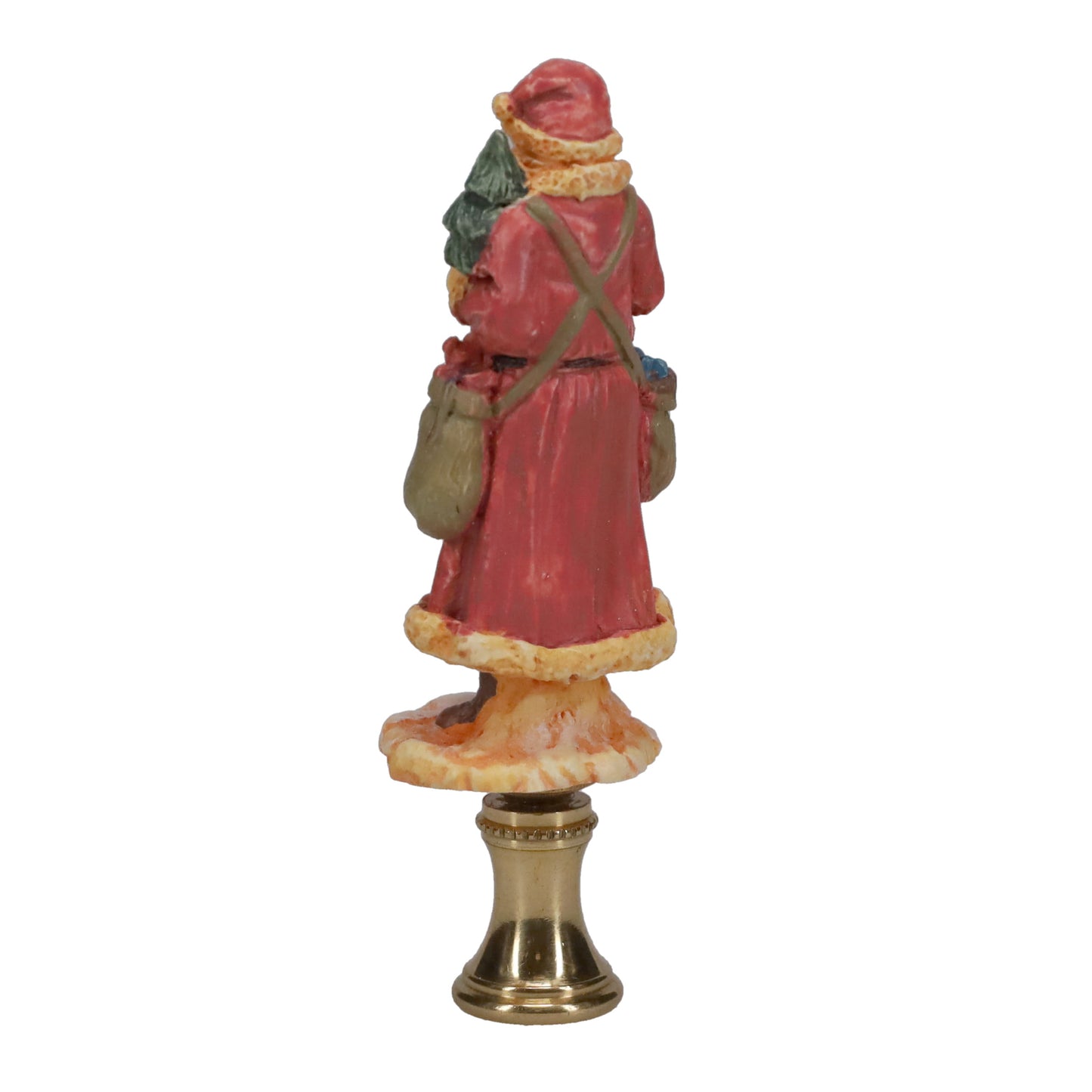 3-3/8" Tall Brass Finial, Ceramic Santa Clause, 1/4-27F Tap (15245)