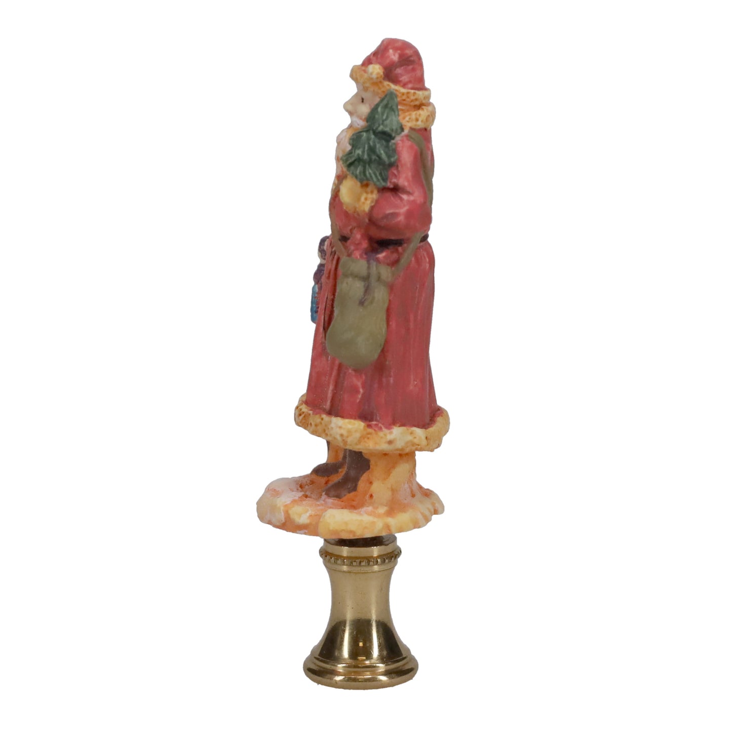 3-3/8" Tall Brass Finial, Ceramic Santa Clause, 1/4-27F Tap (15245)