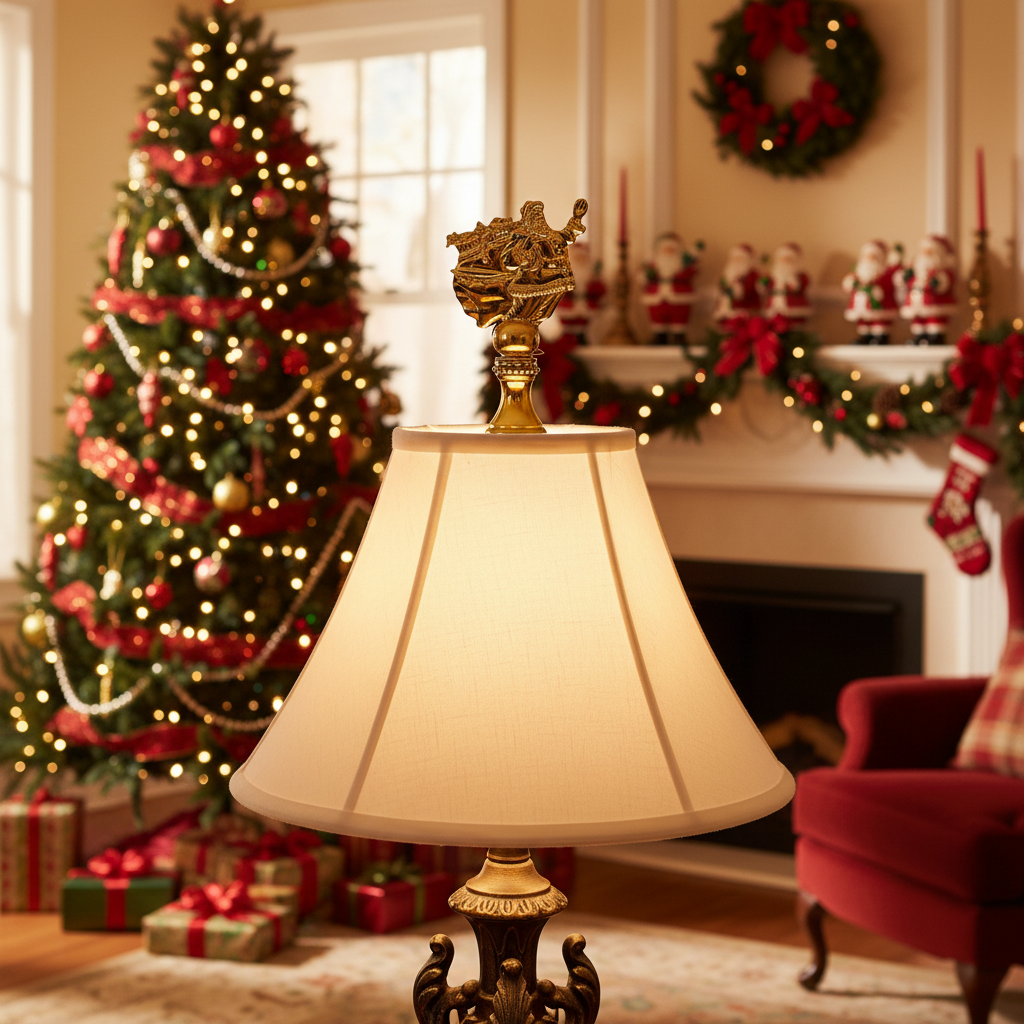 2-1/4" Tall Brass Finial, Santa Clause with Presents, 1/4-27F Tap (15247)