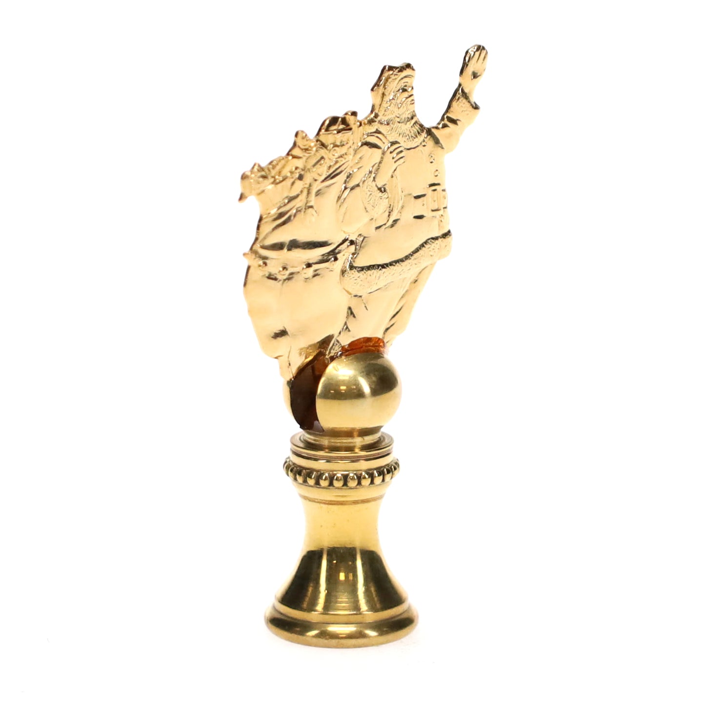 2-1/4" Tall Brass Finial, Santa Clause with Presents, 1/4-27F Tap (15247)