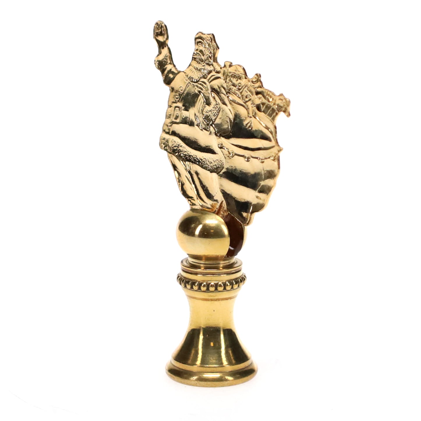 2-1/4" Tall Brass Finial, Santa Clause with Presents, 1/4-27F Tap (15247)