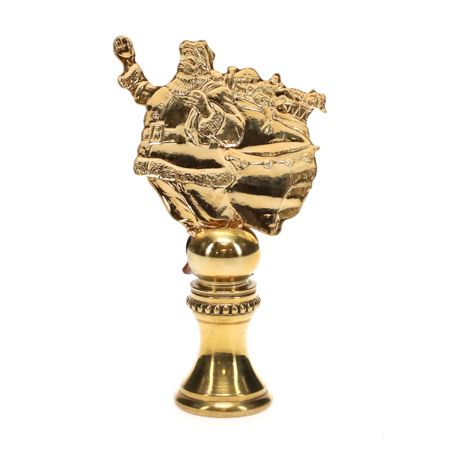 2-1/4" Tall Brass Finial, Santa Clause with Presents, 1/4-27F Tap (15247)