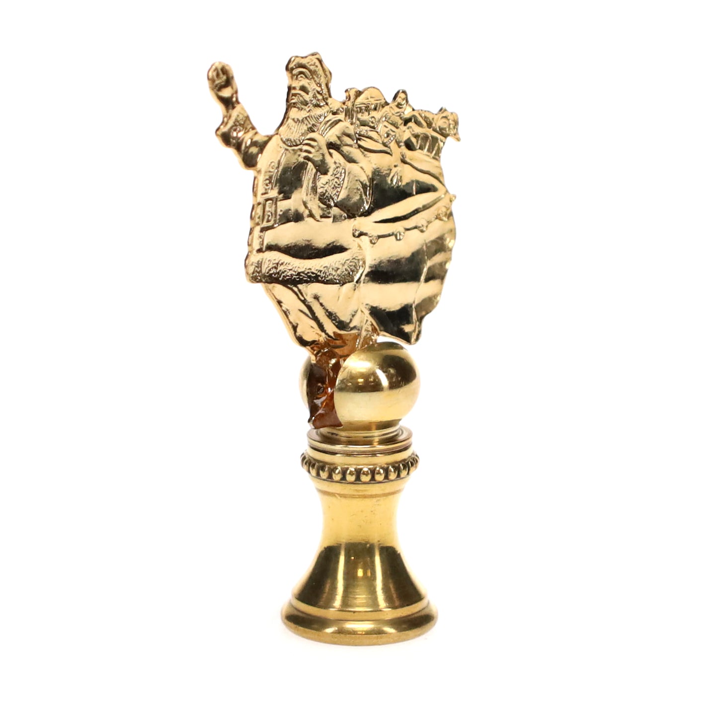 2-1/4" Tall Brass Finial, Santa Clause with Presents, 1/4-27F Tap (15247)