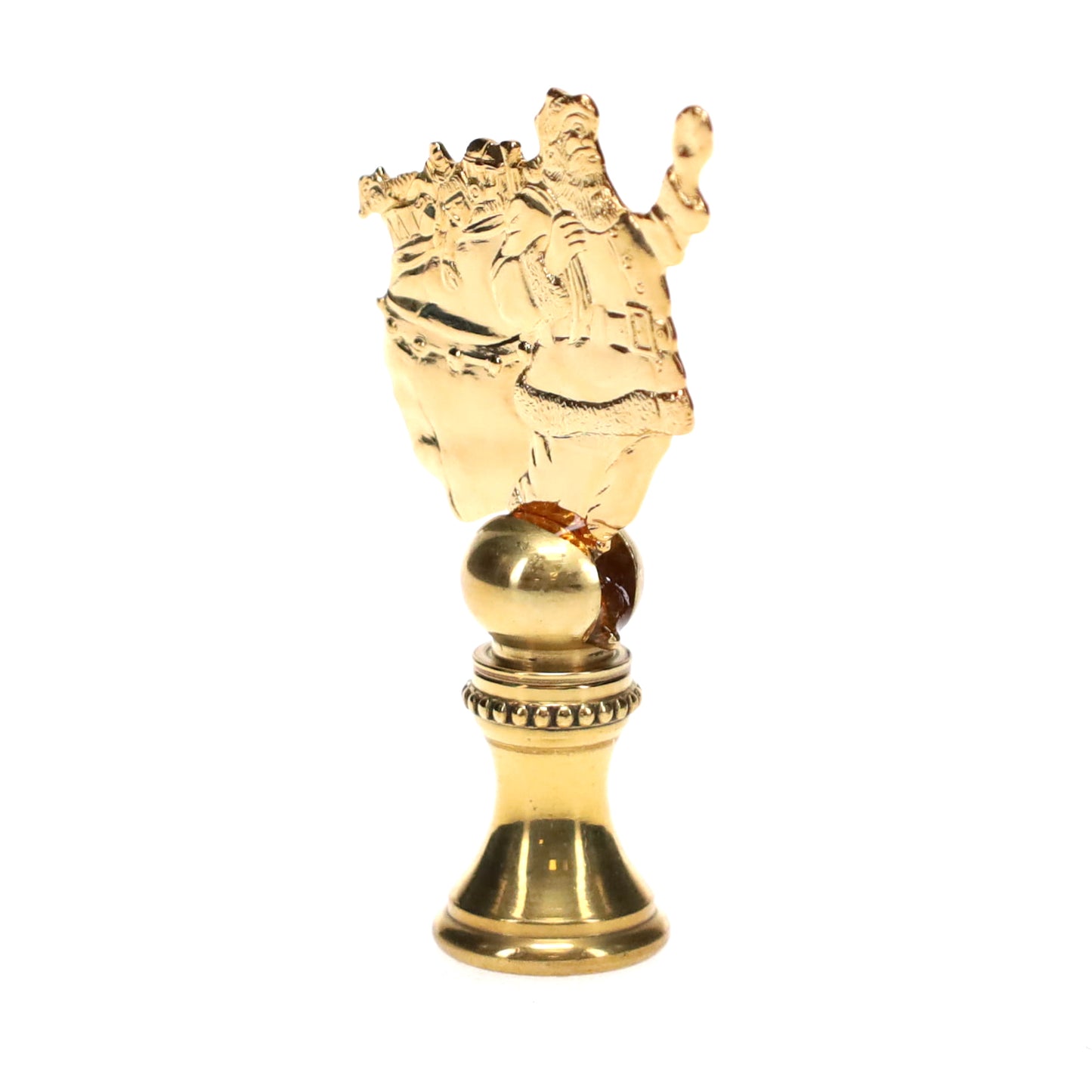 2-1/4" Tall Brass Finial, Santa Clause with Presents, 1/4-27F Tap (15247)