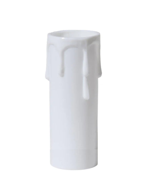 4" White Color Plastic Candle Cover with Drips MEDIUM Base (19803)