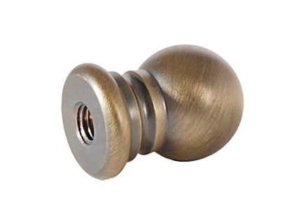 Ball Style Solid Brass Lamp Finial Antique Brass, 1" Tall x 3/4" Diam, 1/4-27F Tap (21180A)
