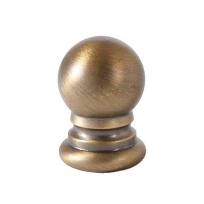 Ball Style Solid Brass Lamp Finial Antique Brass, 1" Tall x 3/4" Diam, 1/4-27F Tap (21180A)