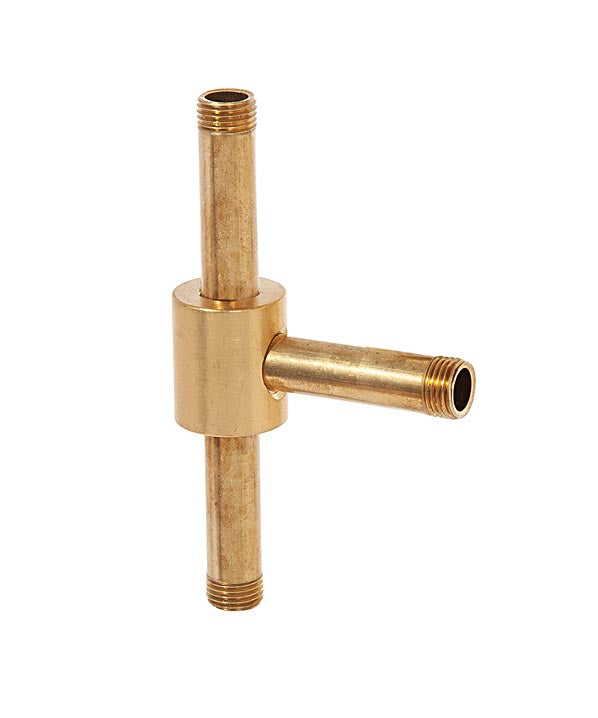 7/8 Inch Tall 3-Way Brass Armback, 1/8F Tap, Polished Copper (21208C)