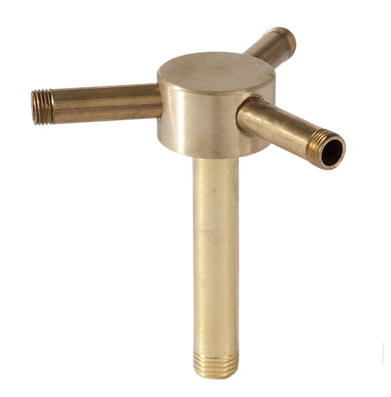 3/4 Inch Height Unfinished Brass Straight Disk 3-Way Arm Back, 1/4F x 1/8F (21251U)