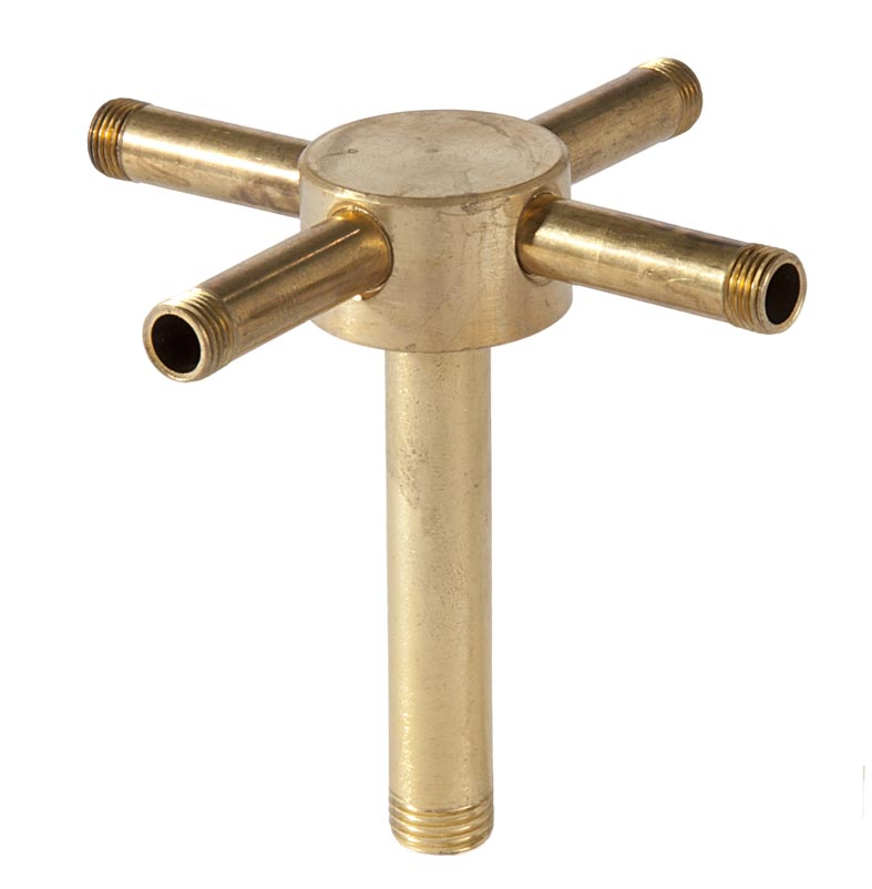 3/4 Inch Height Unfinished Brass 4-Way Straight Disk Arm Back, 1/8F x 1/4F (21252U)