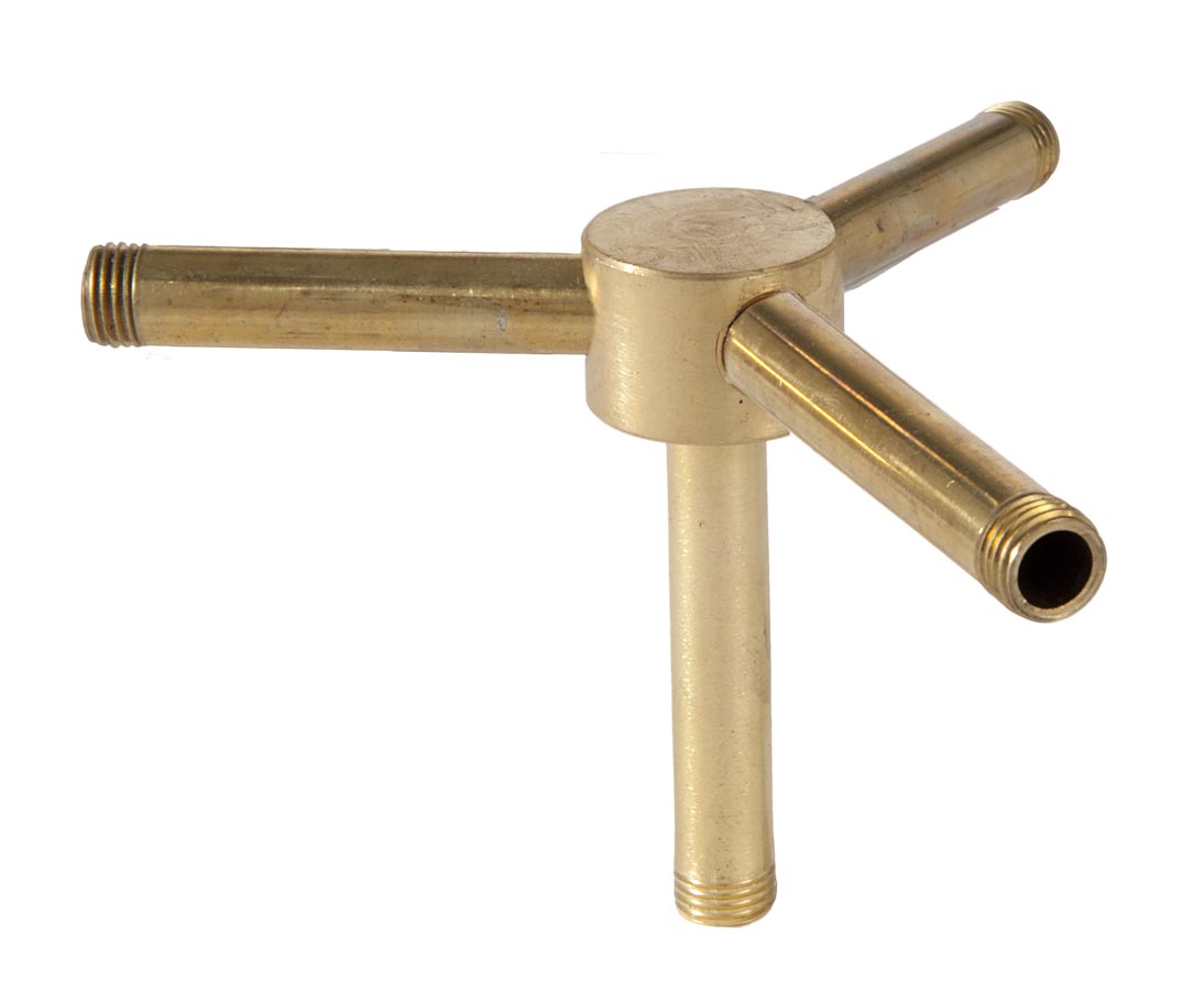 7/8 Inch Height Unfinished Brass Straight Disk 3-Way Arm Back , 1/4F (21255U)