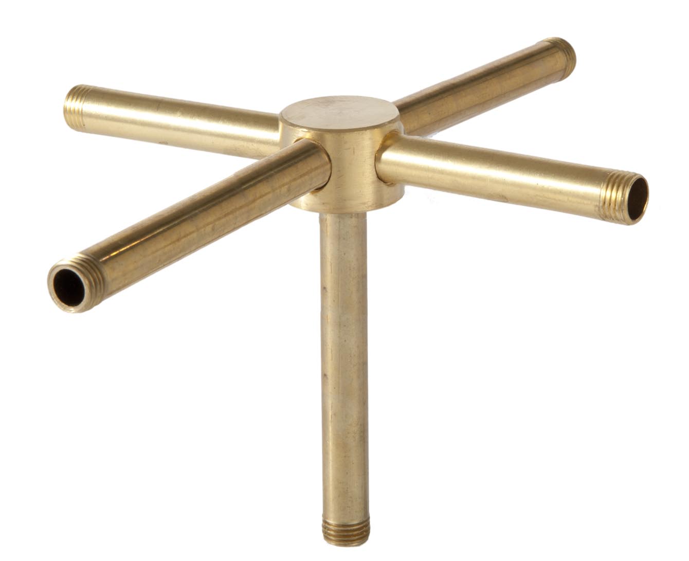 7/8 Inch Tall 4-Way Unfinished Brass Straight Disk Armback, Tap 1/4F (21256U)