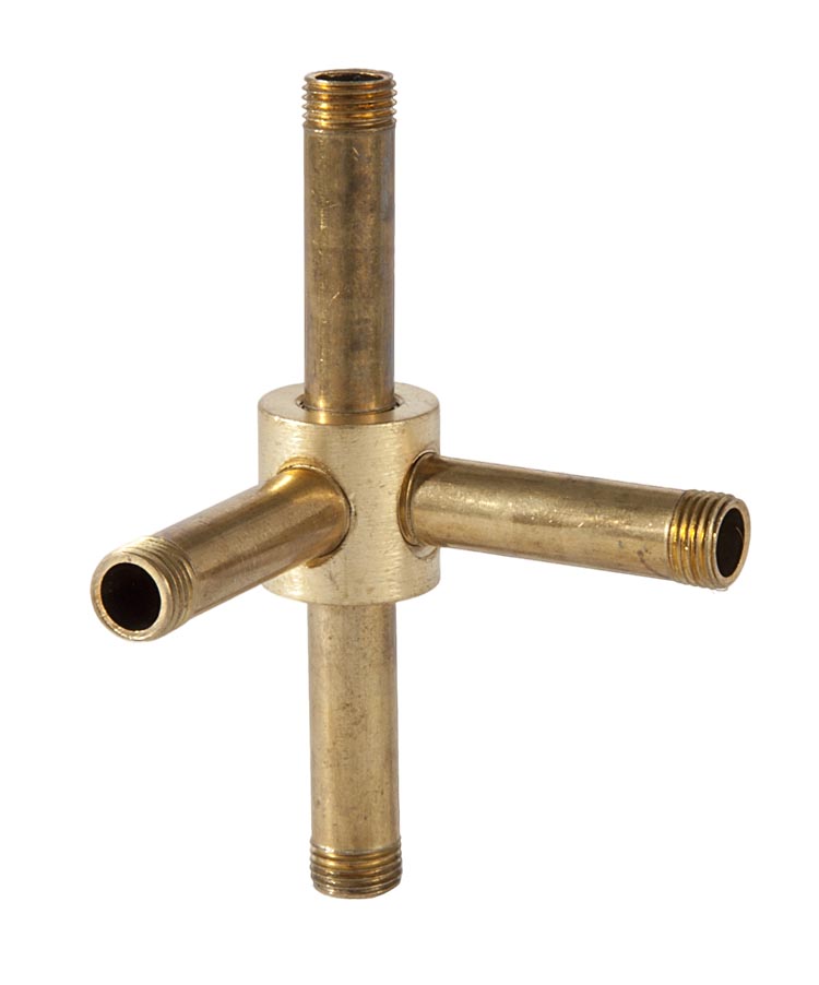 3/4 Inch Dia., 3/4" Tall, 4-Way Armback, 1/8F Tap, Unfinished Brass (21291U)