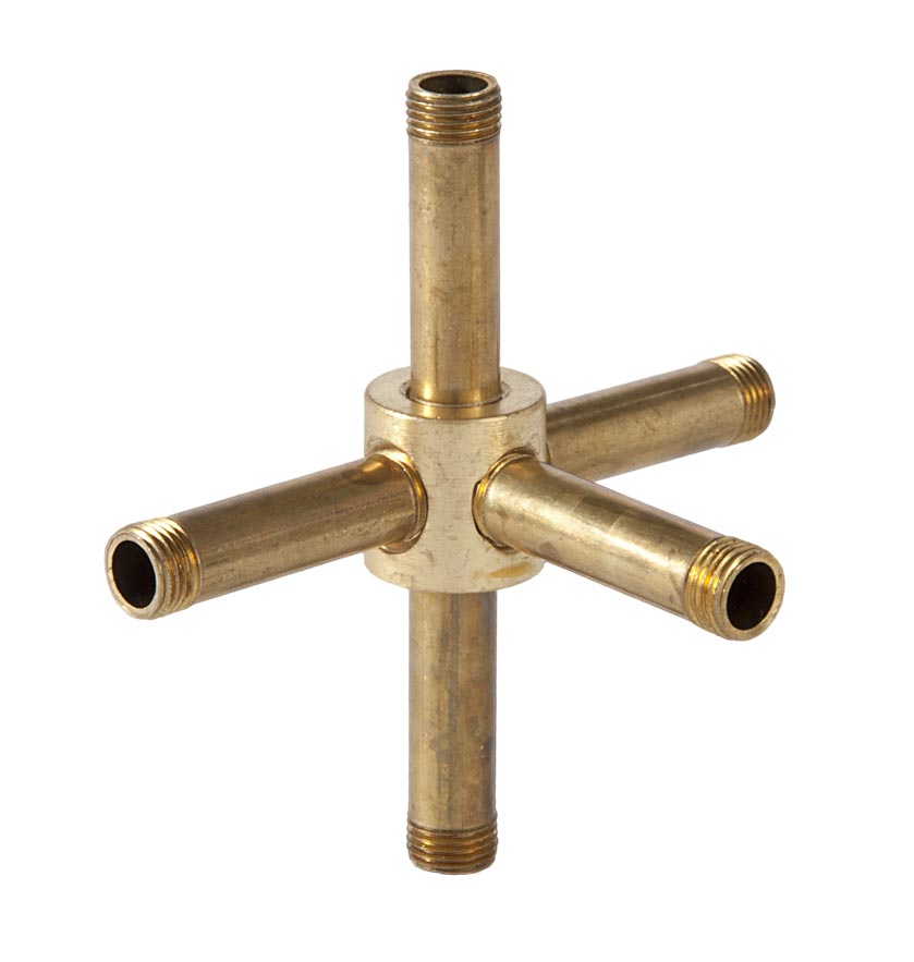 3/4 Inch Dia., 3/4" Tall, 5-Way Armback, 1/8F Tap, Unfinished Brass (21292U)