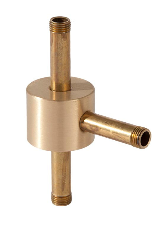 1 Inch Height, 3-Way Unfinished Brass Straight Disk Arm Back, 1/8F top, bottom, side (21294U)