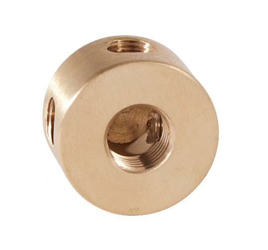 3/4 Inch Height, 4-Way Brass Straight Disk Arm Back, 1/4F bottom, 1/8F sides (21295U)