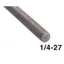 Steel All Thread Solid Rod, Available in 1/4-27, 1" Long (22400)