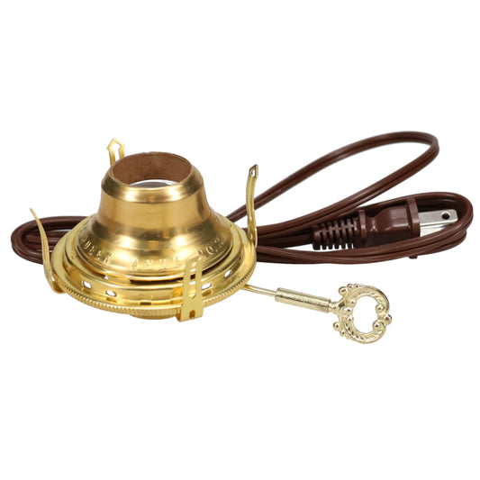 Solid Brass #2 Queen Electrified Lamp Burner, Choice of Cord Color (30210B)