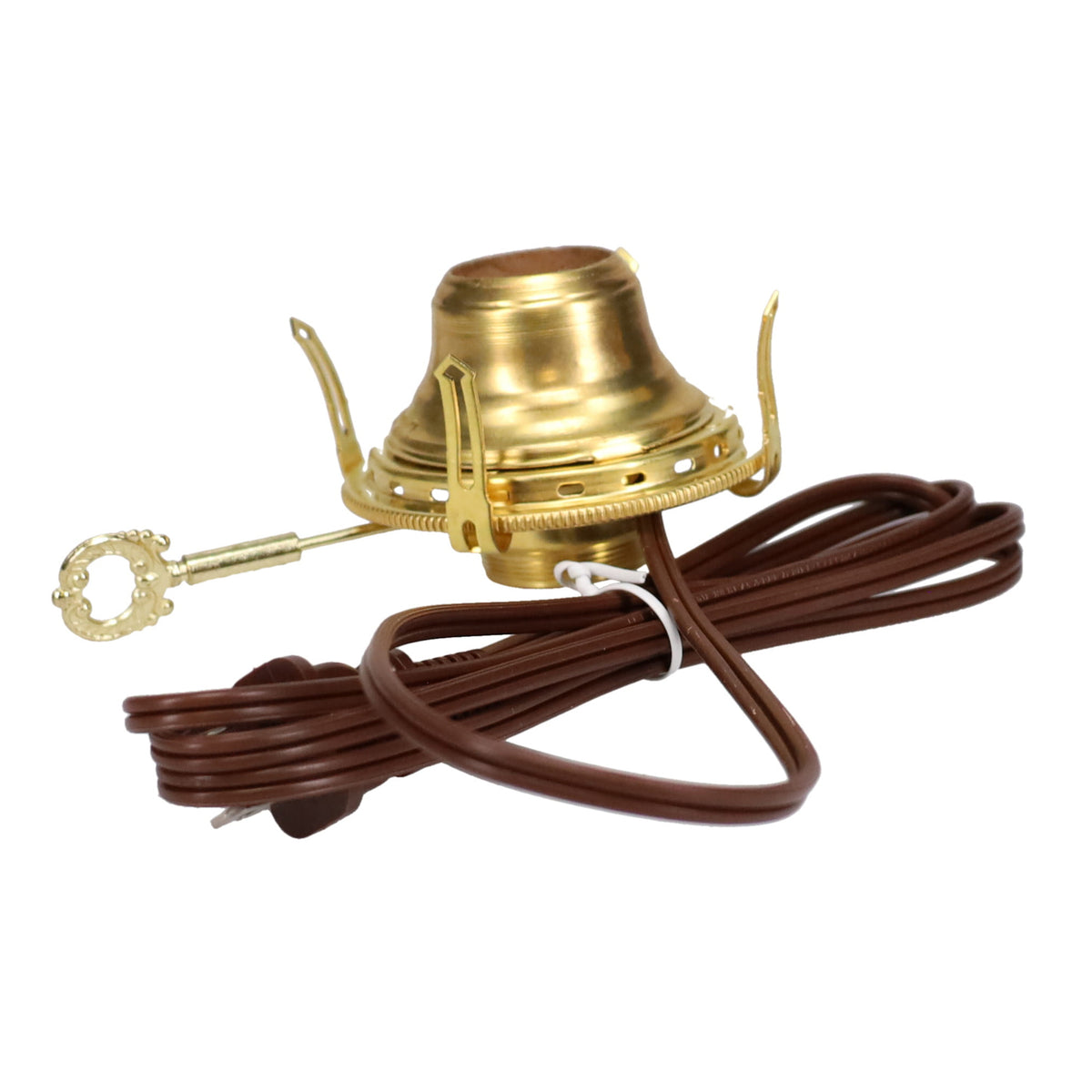 Solid Brass #2 Queen Electrified Lamp Burner, Choice of Cord Color (30210B)