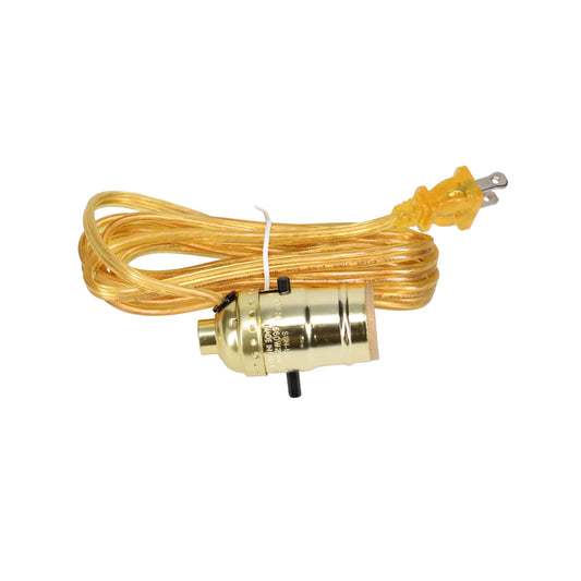 Complete Brass Plated Push-Thru Socket w/8 ft. Clear Gold Cord (30401)