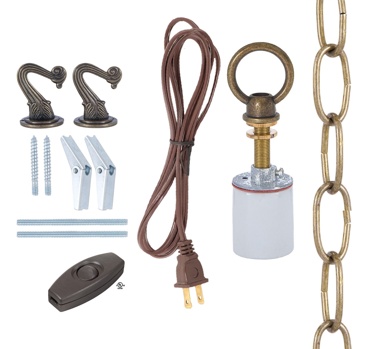 B p Lamp Brass Swag Lamp Kit for Fabric Shades