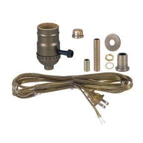 Antique Brass Finish Table Lamp Wiring Kit with Turn Knob Socket (30551A)