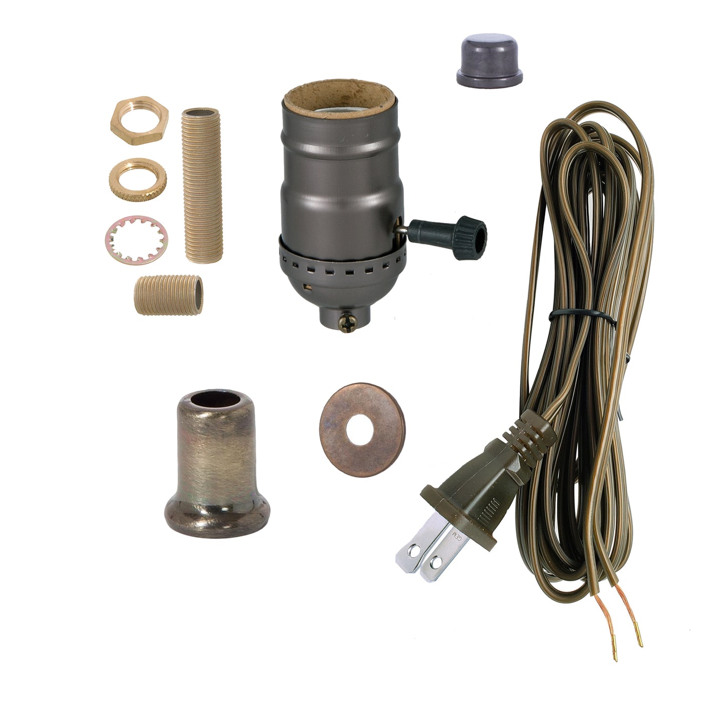 Antique Bronze Finish Table Lamp Wiring Kit with Turn Knob Socket (30551B)