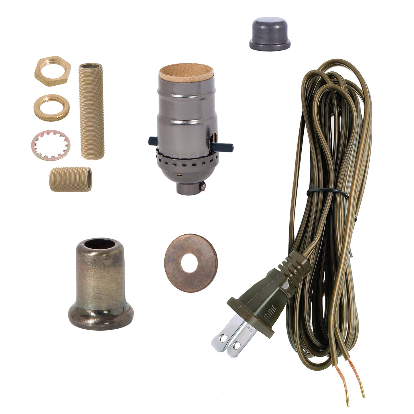 Antique Bronze Finish Table Lamp Wiring Kit with PUSH-THRU Socket (30552B)