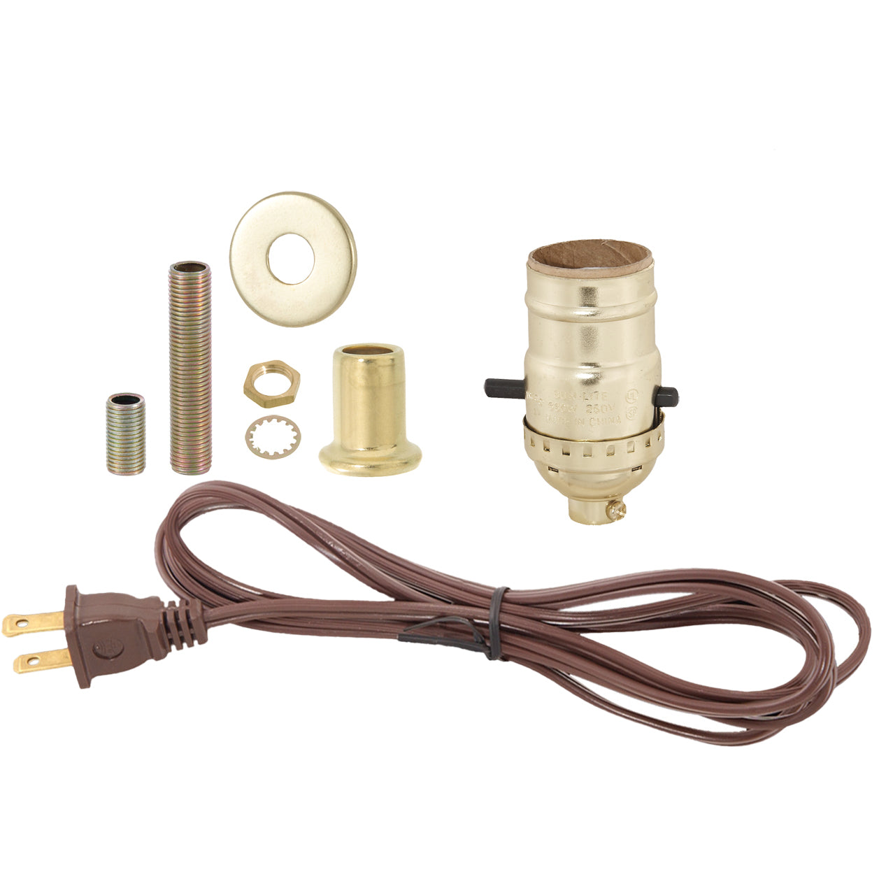 Brass Table Lamp Wiring Kit with Push-Thru Socket (30552P)