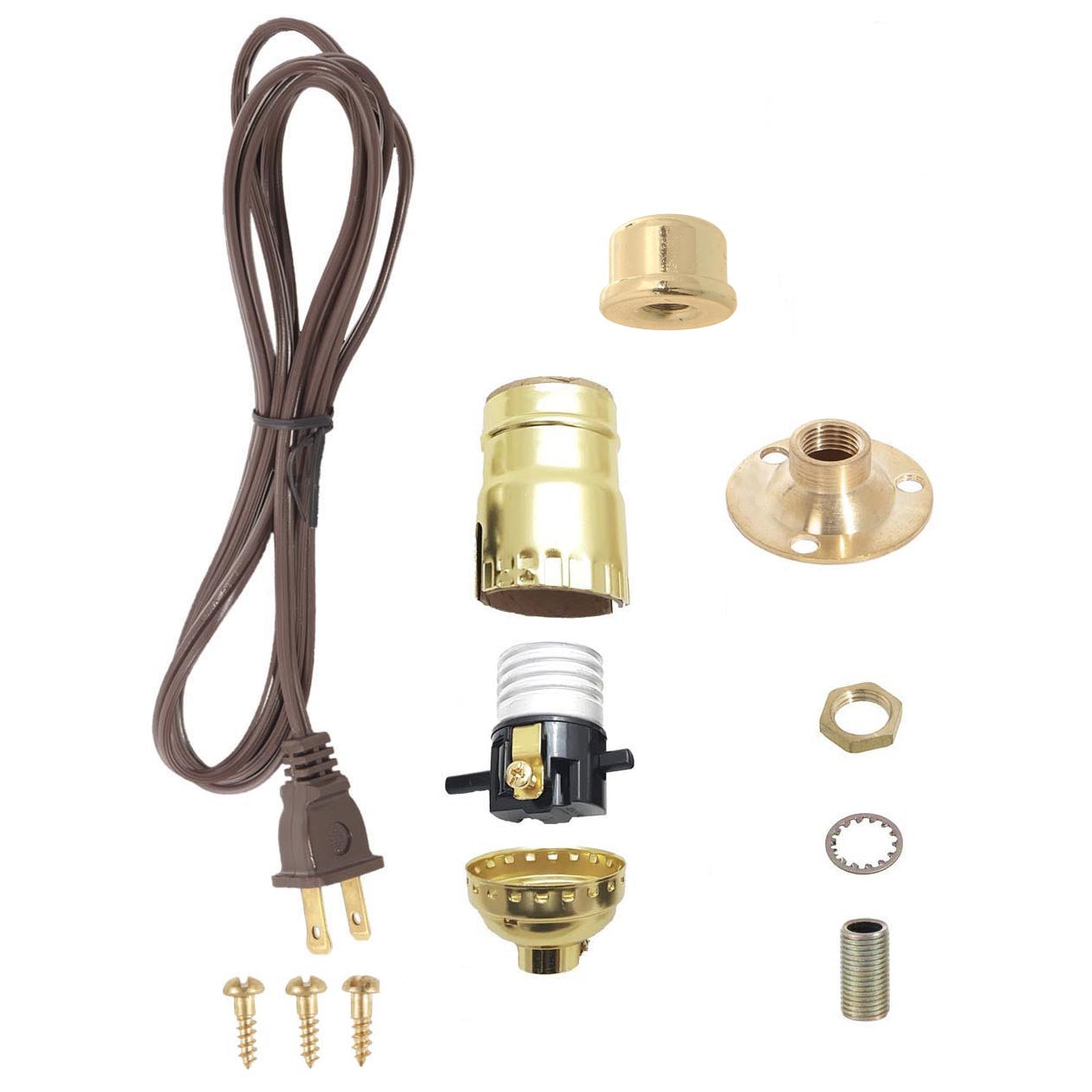 Make-a-Lamp Socket Kit With Brass Flange, Unfinished (30553F)