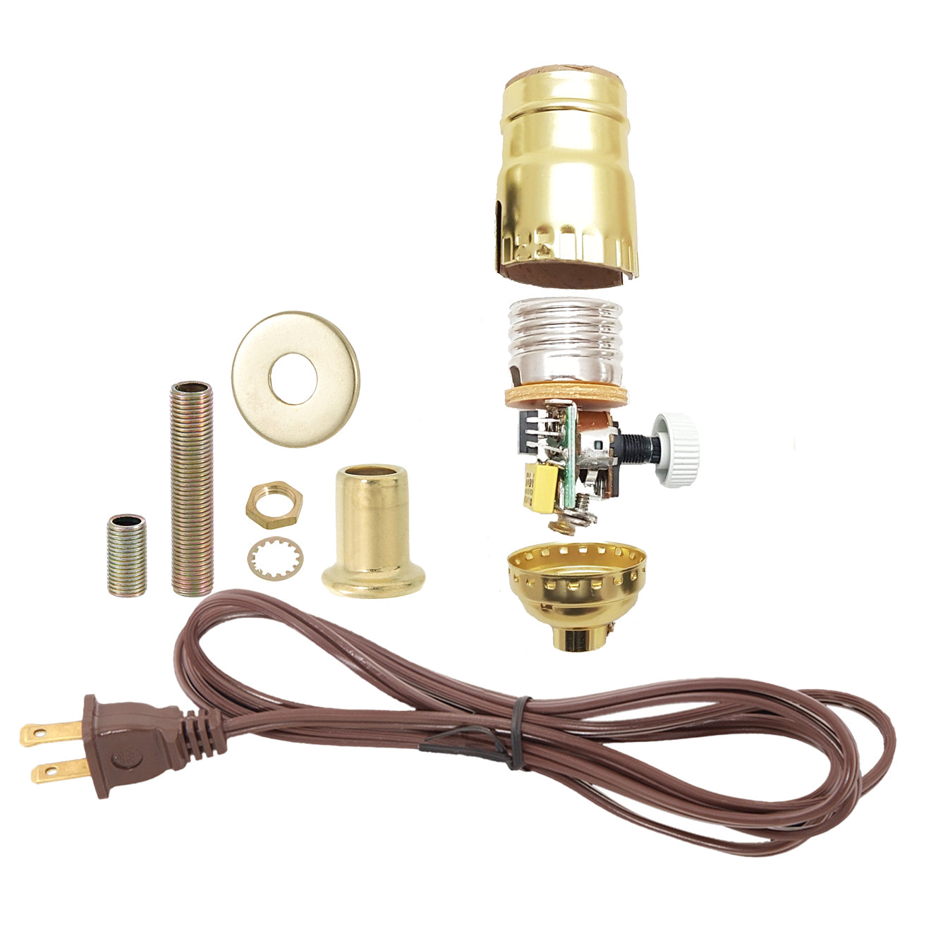 Brass Table Lamp Wiring Kit With Full-range dimmer Socket (30554P)